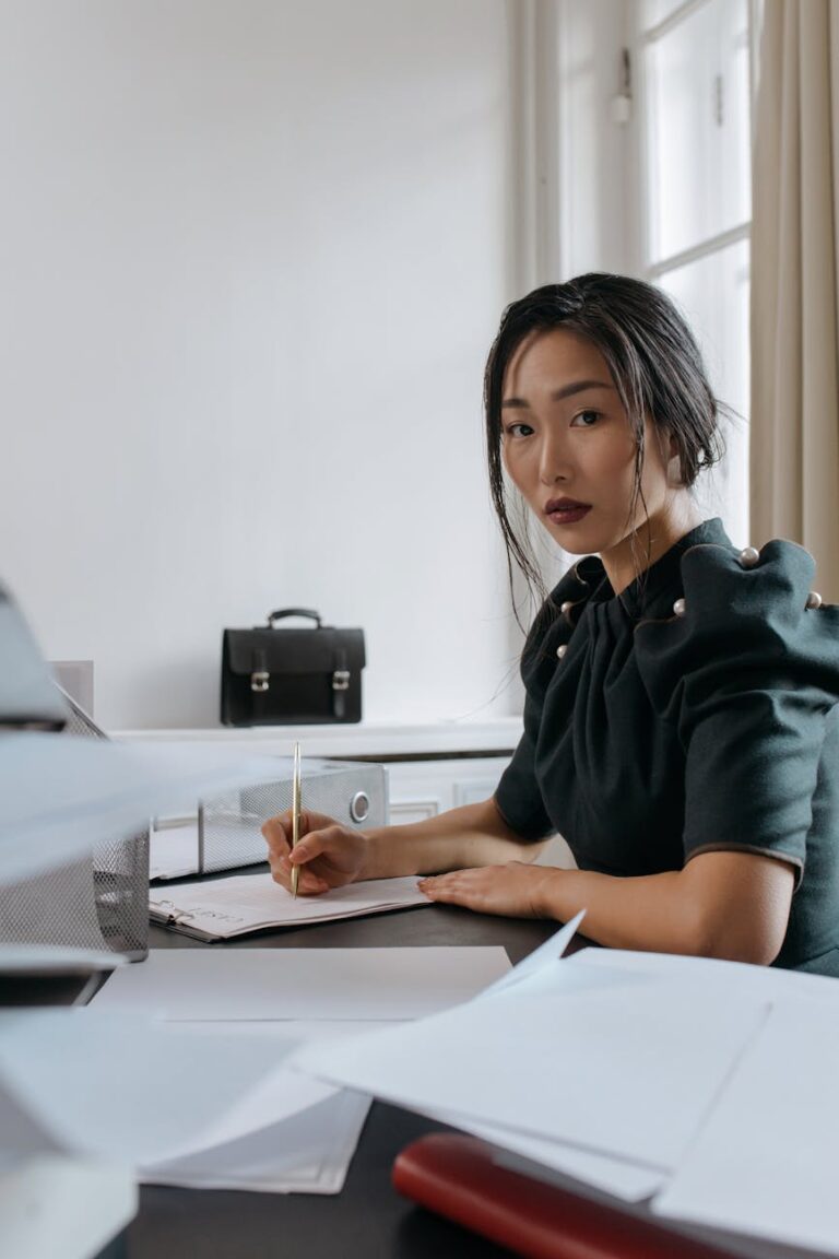 a woman sitting at the table